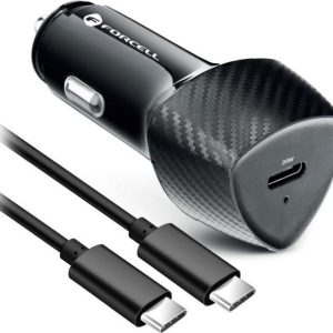 FORCELL F-ENERGY Carbon CC50-1C ładowarka samochodowa Typ C + kabel Typ C do Typ C PD 3A 20W czarna