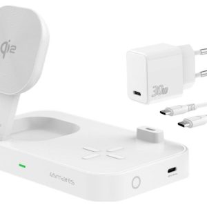 4smarts QI2 Trident 2w1 + USB-C + ładowarka sieciowa 30W biała 540998