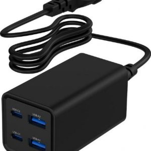 Gembird USB PD USB typu C, 4x USB, 65 W, GaN, czarna