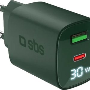 SBS 30W USB-A, USB-C zielona, wyświetlacz