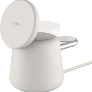 Belkin Ładowarka 2w1, magnetyczna Qi2 15W, do iPhone, AppleWatch, AirPods, kremowa